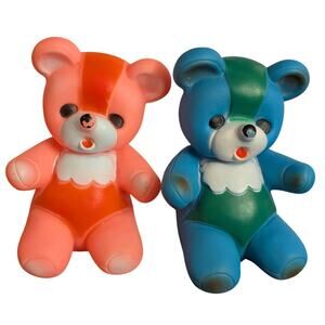 Vtg Squeak Toy Bears made in Hong Kong